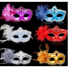 Plastic Half Face Mask with Luxury Flower